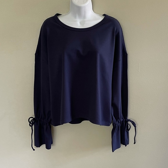 Halogen Cinched Tie Cuff Sweatshirt in Navy NWOT - Picture 2 of 5